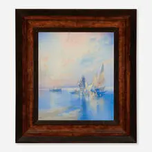 Edward Diers for Rookwood Pottery, Venetian Scene (Fine and Monumental marine scenic Vellum plaque), 1935, glazed porcelain