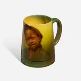 Standard Glaze Black Americana portrait mug by Robert Bruce Horsfall for Rookwood Pottery, sold Jun 2023