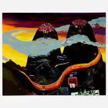 Lisa Sanditz, The Backside of Dolly Parton’s Peaks, Pigeon Forge, TN, 2004, oil on canvas