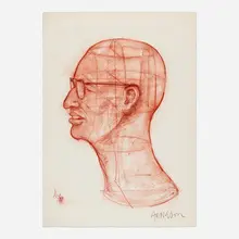 Robert Carston Arneson, Allan Frumkin Profile (Study for Bust), 1977, sanguine on paper