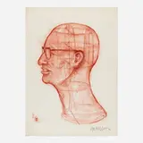 Robert Carston Arneson, Allan Frumkin Profile (Study for Bust), 1977, sanguine on paper