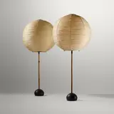 Akari light sculptures model 41S, pair by Isamu Noguchi, washi paper, bamboo, enameled cast iron, sold Mar 2023