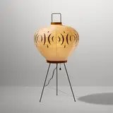 Isamu Noguchi, Akari light sculpture, model 3A-UKAI, screenprinted washi paper, bamboo, wood, enameled steel, cane