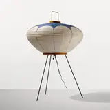 Akari light sculpture, model 9AD by Isamu Noguchi, 1952, washi paper, bamboo, wood, enameled steel, cane, sold Mar 2023