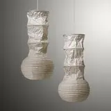 Isamu Noguchi, Akari light sculptures model S2, pair, washi paper, bamboo