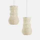 Isamu Noguchi, Akari light sculptures model S1, pair, washi paper, bamboo
