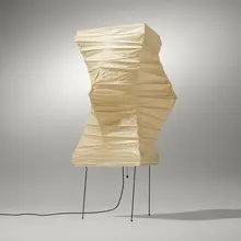 Akari light sculpture, model 27N by Isamu Noguchi, washi paper, bamboo, enameled steel, sold Mar 2023