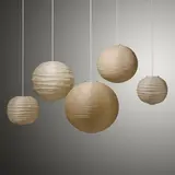 Isamu Noguchi, Akari light sculptures, group of five, washi paper, bamboo