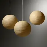 Isamu Noguchi, Akari light sculptures, group of three, washi paper, bamboo