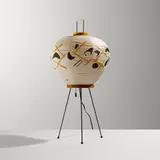 Isamu Noguchi, Akari light sculpture, model 3A UKAI, screenprinted washi paper, enameled steel, wood, cane