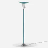 Russel Wright, Reflector floor lamp, 1935, spun aluminum, enameled metal, walnut, iron