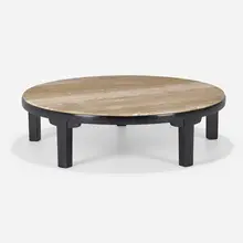 Coffee table, model 5219 by Edward Wormley, c. 1957, lacquered wood, travertine, sold Feb 2023