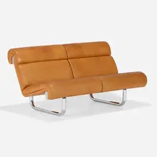 Richard Schultz, Prototype sofa, c. 1970, leather, chrome-plated and enameled steel