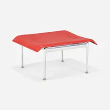 Richard Schultz, Ottoman, model 1966, 1996, polished aluminum, leather