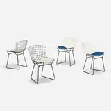 Harry Bertoia, Children's chairs, set of four, enameled steel, rubberized steel, vinyl