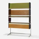 George Nelson & Associates, Action Office storage system, c. 1965, ash, polished aluminum, laminate, vinyl