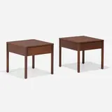 Nightstands model 227, pair by Florence Knoll, 1956, walnut, laminate, sold Feb 2023