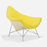 Coconut chair by George Nelson & Associates, 1956, enameled steel, upholstery, aluminum, chrome-plated steel, sold Feb 2023