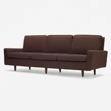 Sofa, model 26 by Florence Knoll, upholstery, walnut, sold Feb 2023