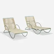 Walter Lamb, Chaise lounges model C-4700, pair, c. 1952, bronze, cotton-nylon cord