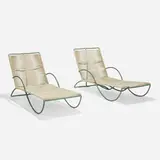 Chaise lounges model C-4700, pair by Walter Lamb, c. 1952, bronze, cotton-nylon cord, sold Feb 2023