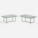 Coffee tables model AH-3700, pair by Walter Lamb, c. 1952, bronze, glass, sold Feb 2023