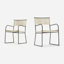 Walter Lamb, Armchairs model C-1700A, pair, c. 1952, bronze, cotton-nylon cord
