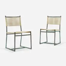 Chairs, pair by Walter Lamb, c. 1950, bronze, cotton-nylon cord, sold Feb 2023