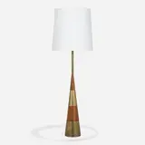 Tony Paul, Floor lamp, c. 1955, walnut, brass, parchment