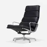 Soft Pad lounge chair by Charles and Ray Eames, leather, aluminum, sold Feb 2023