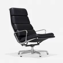 Soft Pad lounge chair by Charles and Ray Eames, 1969 / 1997, leather, aluminum, sold Feb 2023