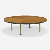 Robert Haussmann, Coffee table, c. 1970, oak veneer, laminate, nickel-plated steel