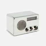Radio, model 568 by Detrola Radio & Television Corporation, c. 1946, chrome-plated steel, glass, plastic, sold Feb 2023