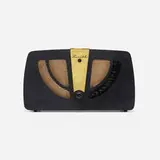 Charles and Ray Eames, Radio, model 6D030, 1946, mahogany plywood, brass, fabric, Bakelite, plastic