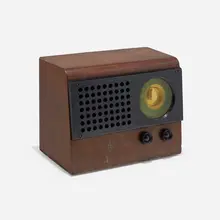 Raymond Loewy, Radio, model 510, 1946, mahogany veneer, plastic, lacquered plastic