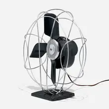 Aeriet fan by Harvey W. Chapman, c. 1935, enameled steel, chrome-plated steel, sold Feb 2023