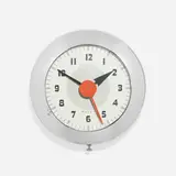 Henry Dreyfuss, Sentinel Wafer clock, model SK 174, 1940, chrome-plated and enameled steel, enameled aluminum