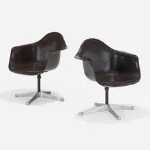 PACs, pair by Charles and Ray Eames, molded fiberglass, aluminum, enameled steel, sold Feb 2023