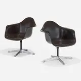 PACs, pair by Charles and Ray Eames, molded fiberglass, aluminum, enameled steel, sold Feb 2023