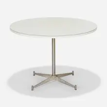 Faceted form dining table by Paul McCobb, 1959, laminate, aluminum, chrome-plated steel, sold Feb 2023