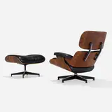 Charles and Ray Eames, 670 lounge chair and 671 ottoman, rosewood plywood, leather, brushed and enameled aluminum