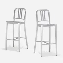 Emeco, Navy bar stools, pair, brushed aluminum
