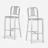 Emeco, Navy bar stools, pair, brushed aluminum