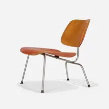 LCM by Charles and Ray Eames, aniline-dyed birch plywood, chrome-plated steel, rubber, sold Feb 2023