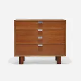 Cabinet, model 4606-V by George Nelson & Associates, walnut, chrome-plated brass, sold Feb 2023