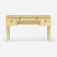 Desk by Paul Theodore Frankl, c. 1955, lacquered maple, brass, sold Feb 2023