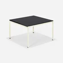 T Angle coffee table, model 305 by Florence Knoll, 1952, enameled steel, laminate, plastic, sold Feb 2023
