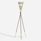 Gerald Thurston, Floor lamp, c. 1955, enameled and perforated steel, brass
