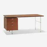 Executive Office desk by George Nelson & Associates, 1949, aluminum, walnut veneer, laminate, sold Feb 2023