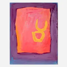 Rex Ashlock, Red on Blue, 1963, gouache on paper
